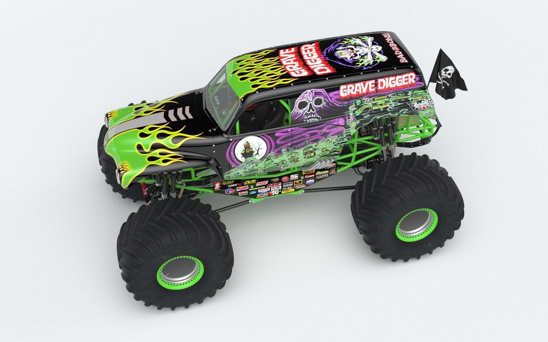 Grave Digger Monster Truck 3D model_36