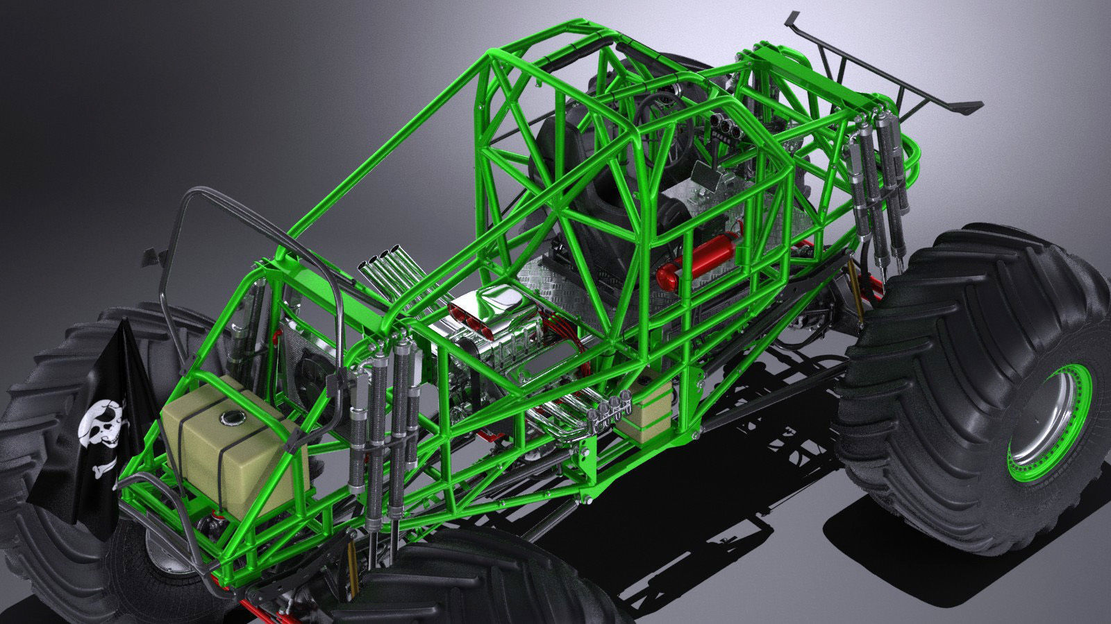 Grave Digger Monster Truck 3D model_13