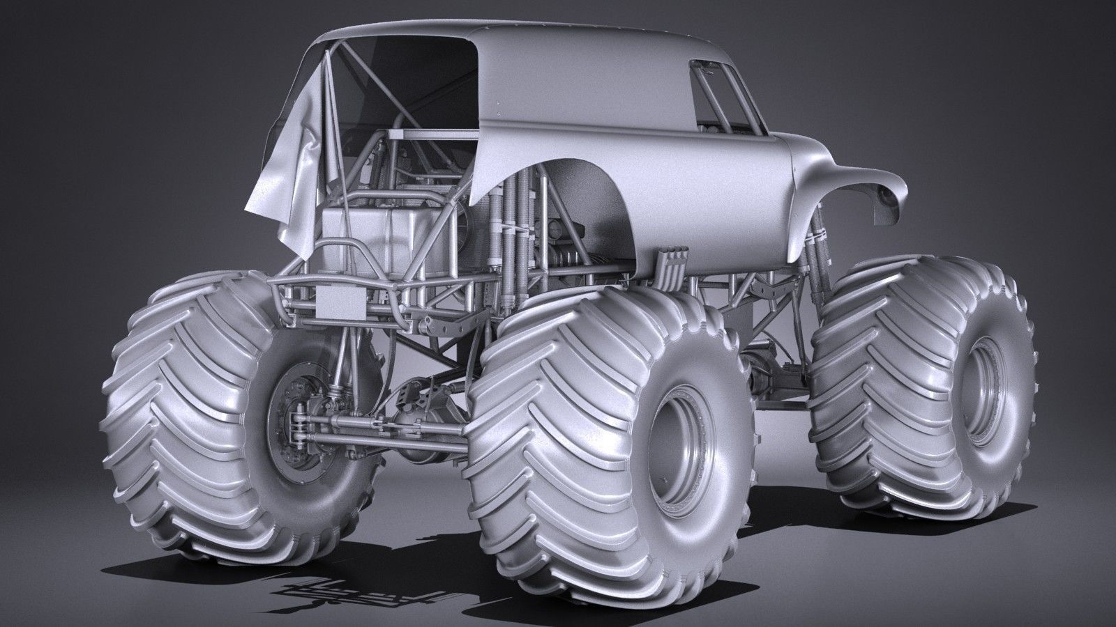 Grave Digger Monster Truck 3D model_27