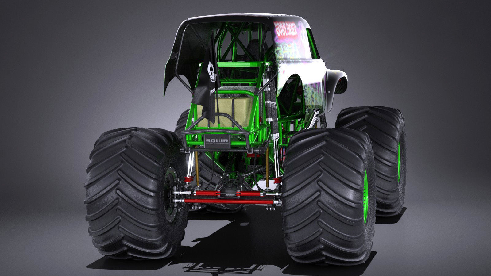 Grave Digger Monster Truck 3D model_4