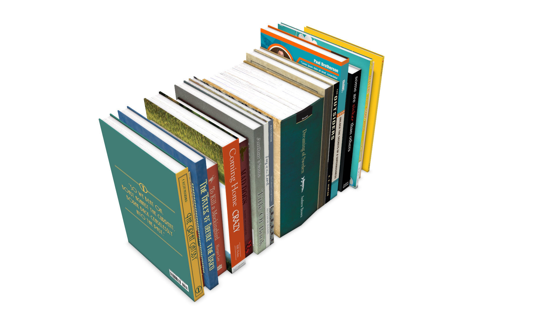 Books stack of 3D model_1
