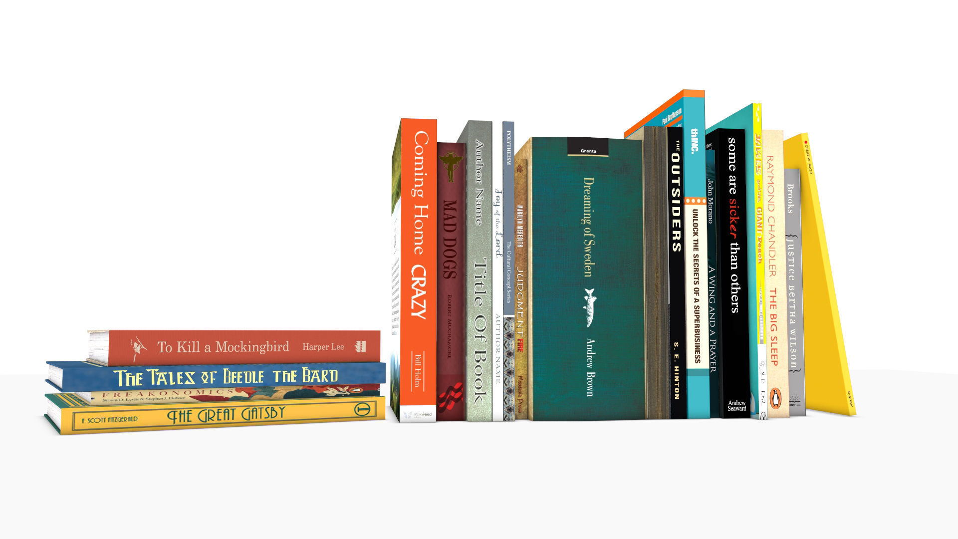 Books stack of 3D model_2