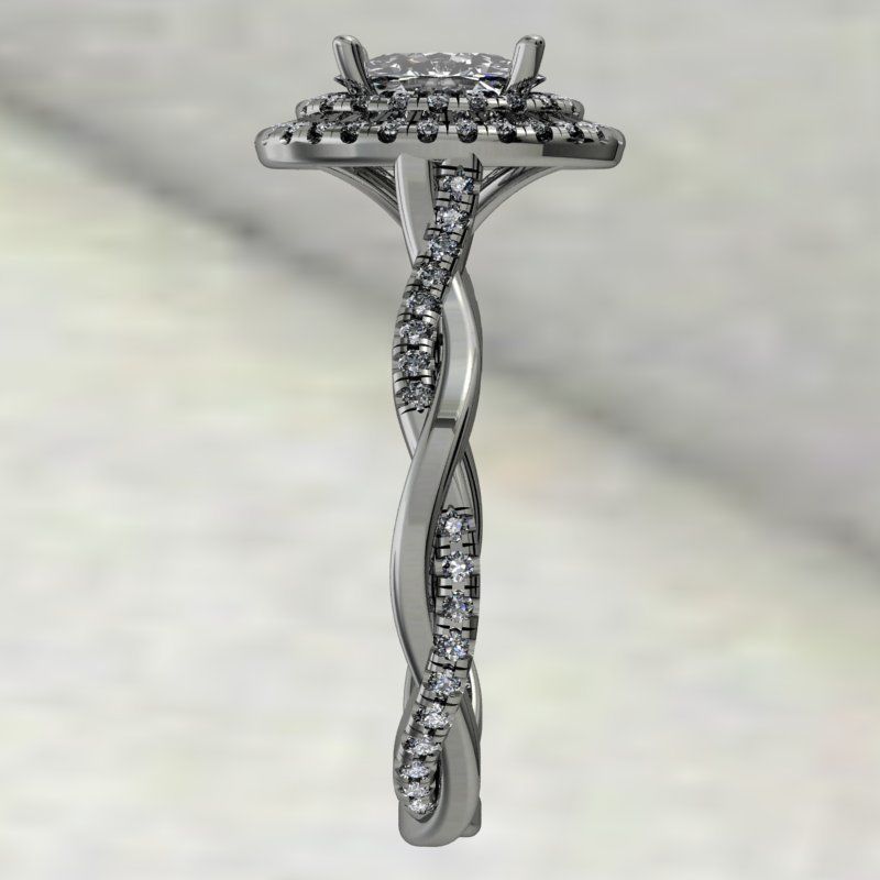 Oval double halo with twisted shank ring 3D print model_3