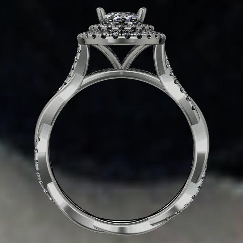 Oval double halo with twisted shank ring 3D print model_2