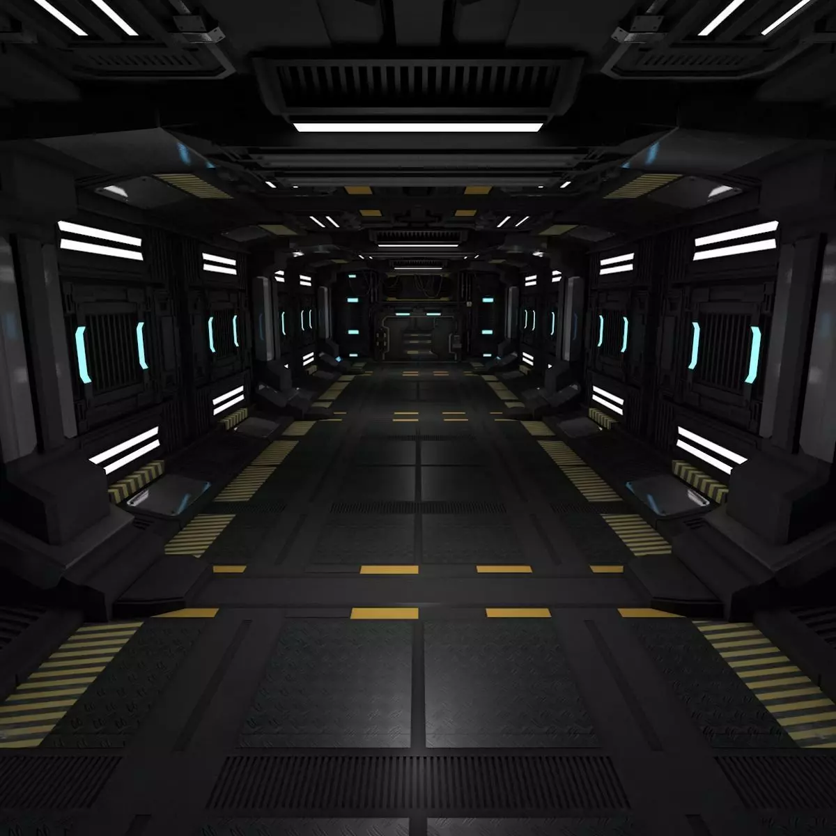 Sci fi Corridor 3D model_0