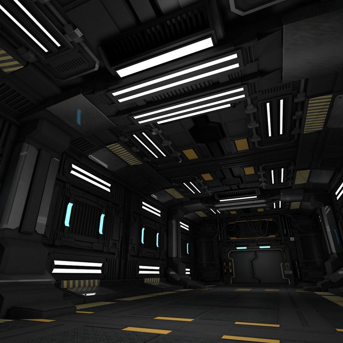Sci fi Corridor 3D model_4
