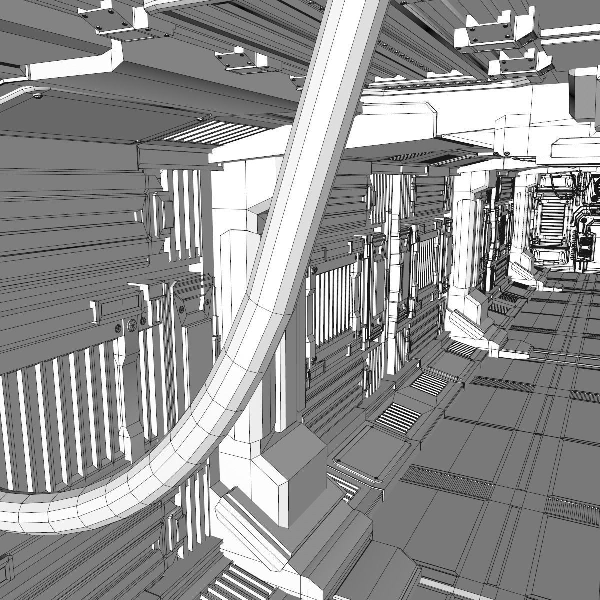 Sci fi Corridor 3D model_17