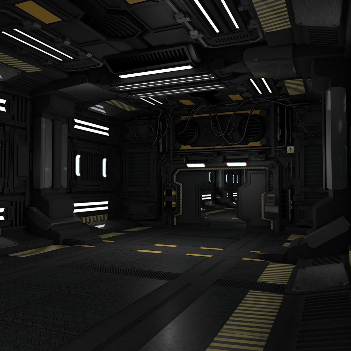 Sci fi Corridor 3D model_7