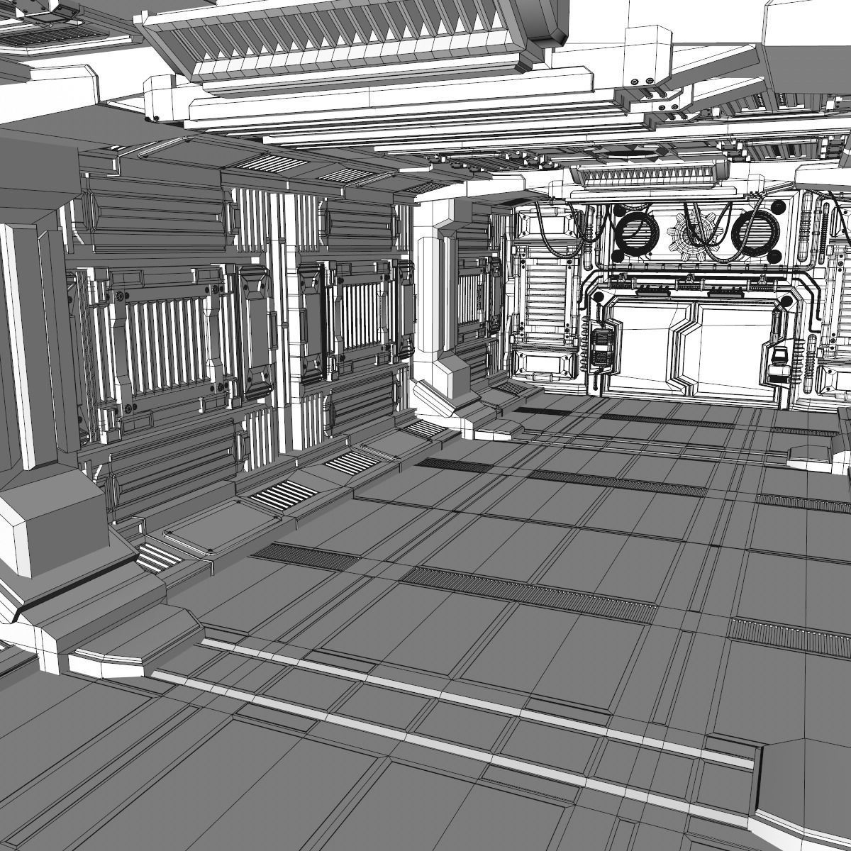 Sci fi Corridor 3D model_18