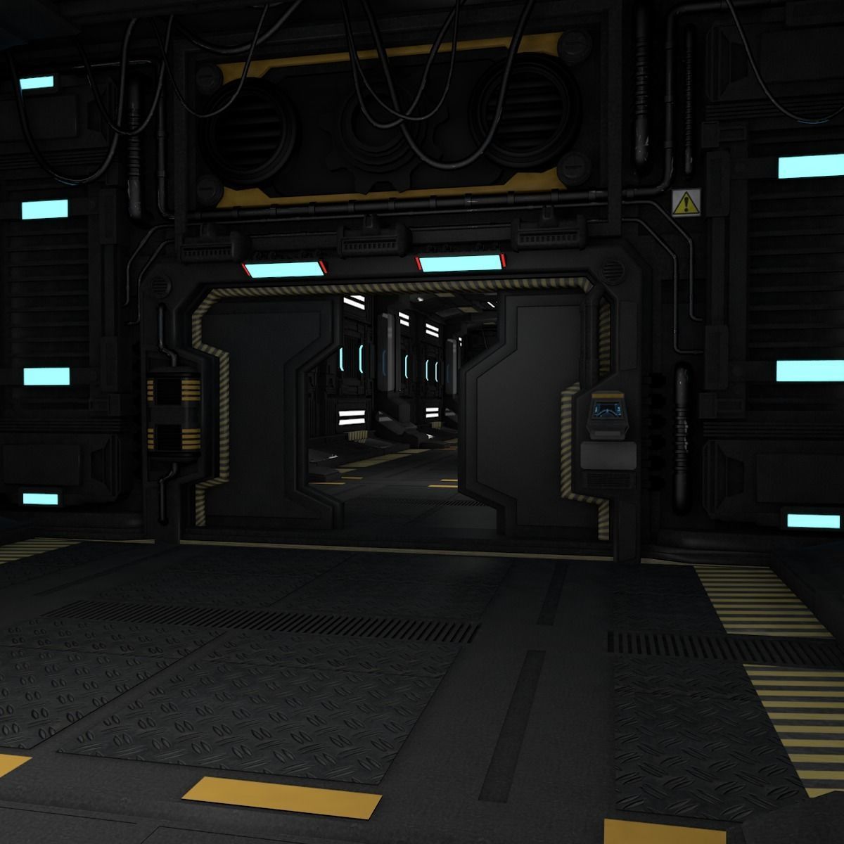 Sci fi Corridor 3D model_2