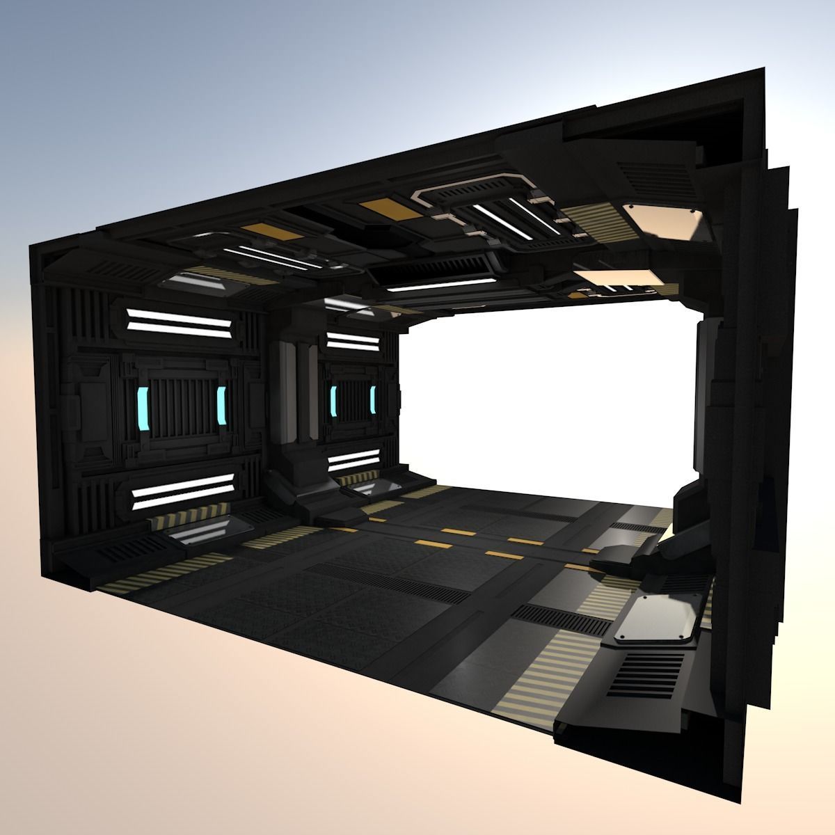 Sci fi Corridor 3D model_3