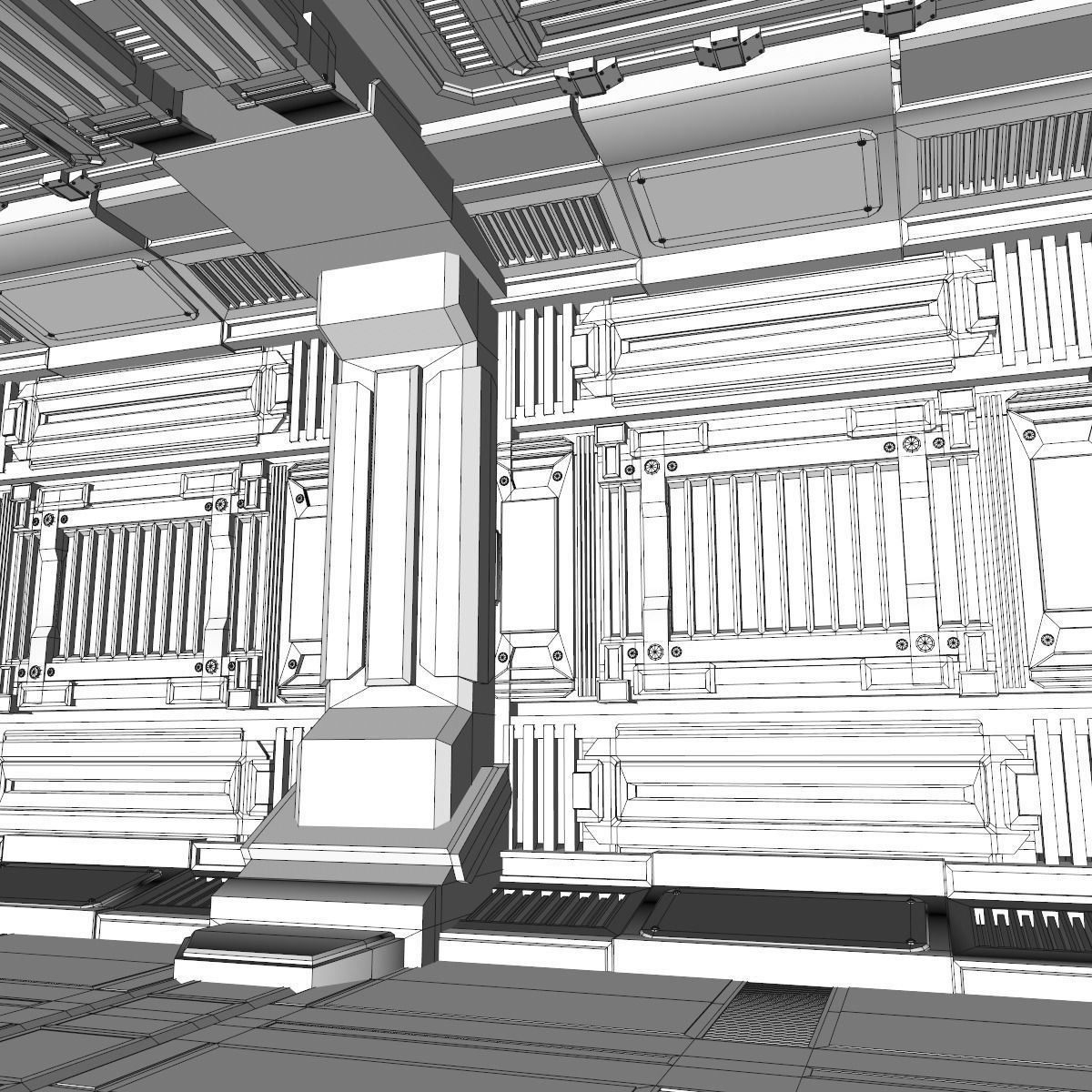 Sci fi Corridor 3D model_16