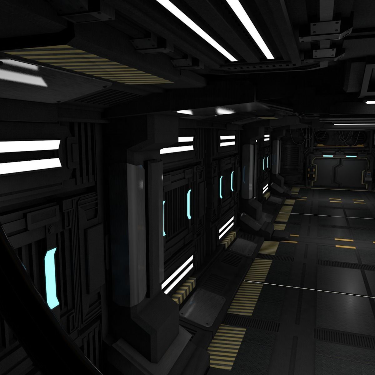 Sci fi Corridor 3D model_12