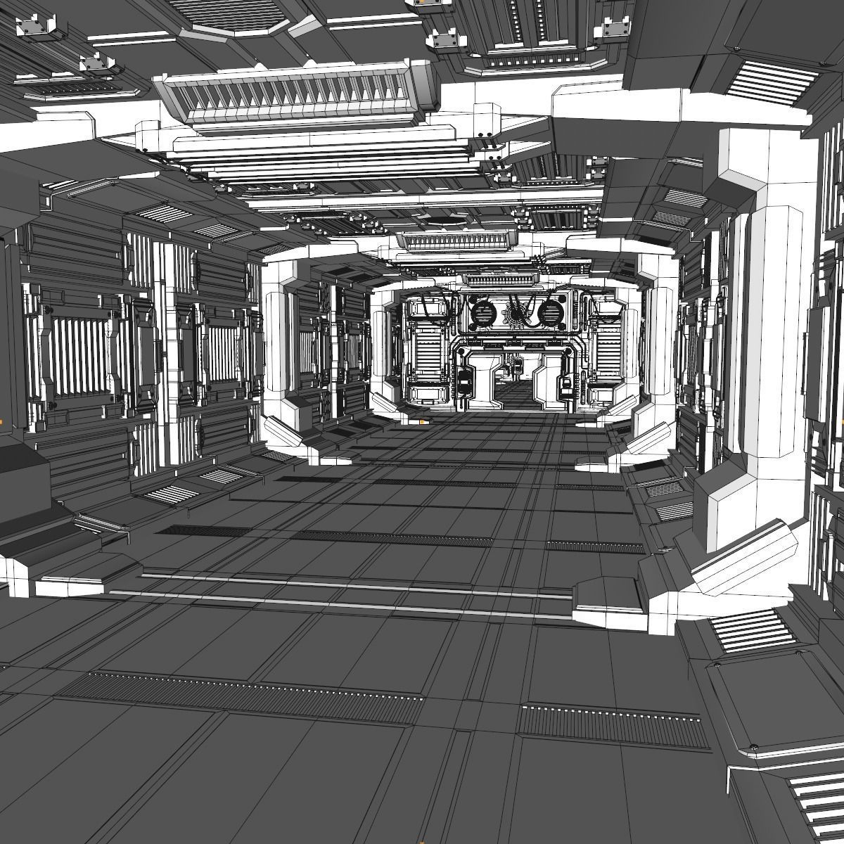 Sci fi Corridor 3D model_13