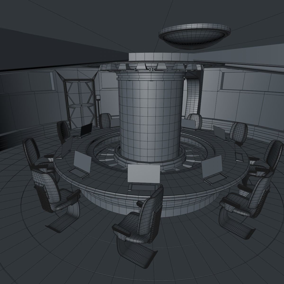 Sci fi meeting room 3D model_10