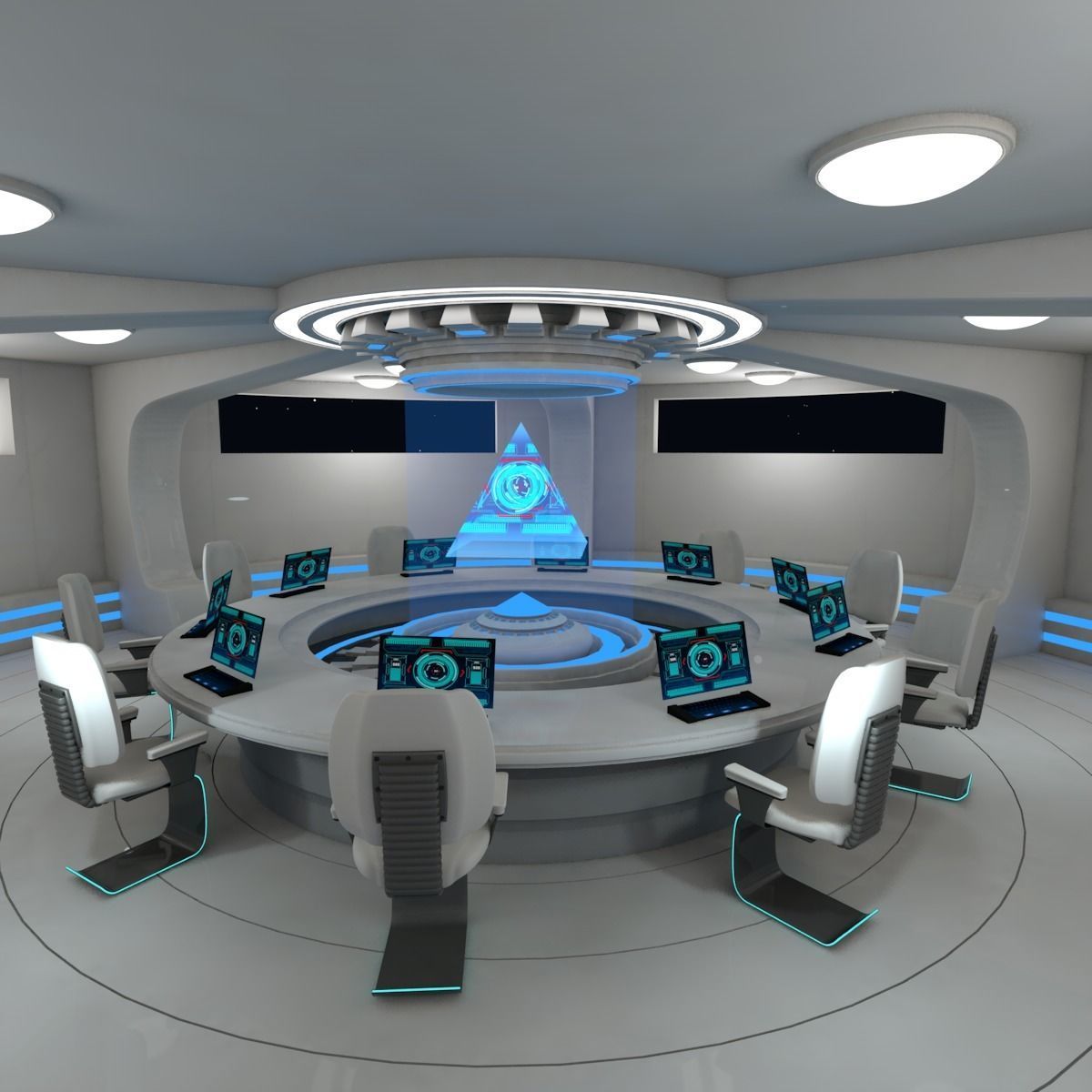 Sci fi meeting room 3D model_2