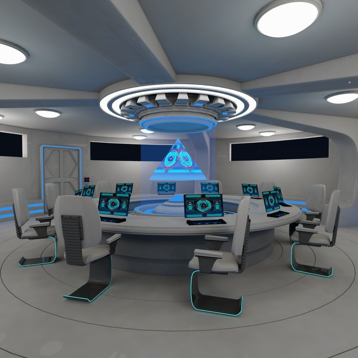 Sci fi meeting room 3D model_9