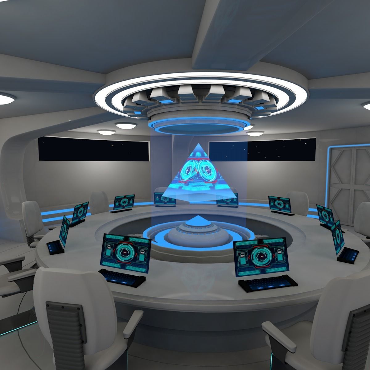 Sci fi meeting room 3D model_6