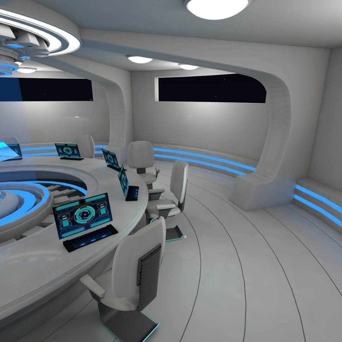 Sci fi meeting room 3D model_7