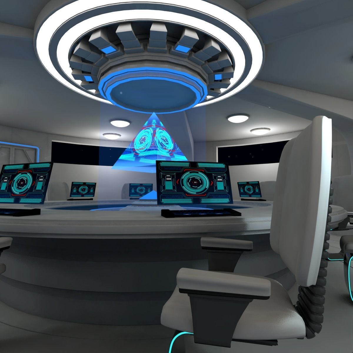 Sci fi meeting room 3D model_8