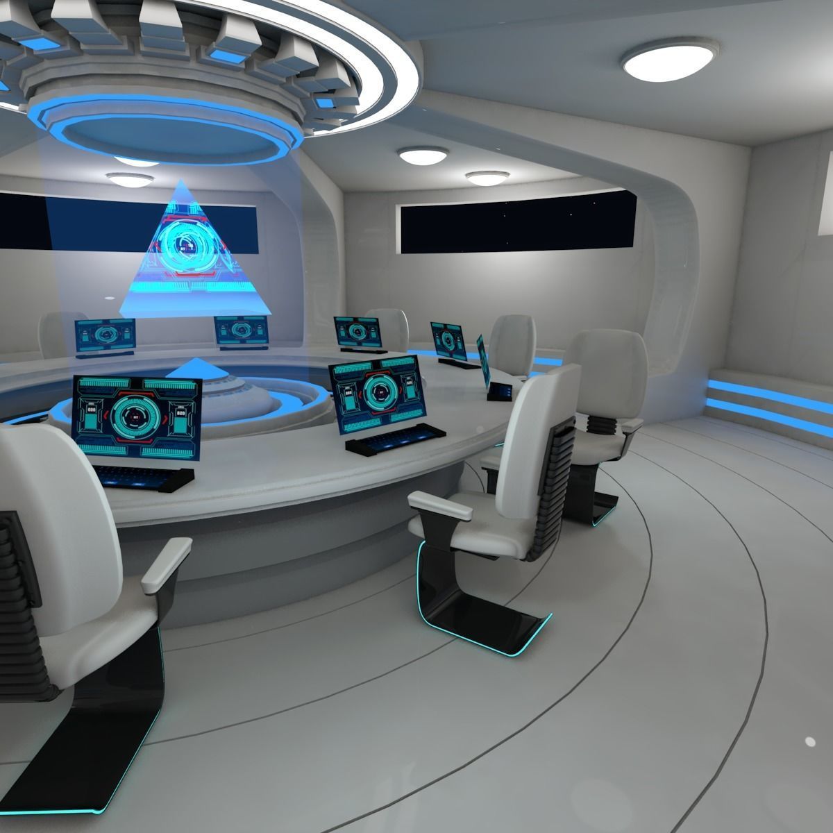 Sci fi meeting room 3D model_1