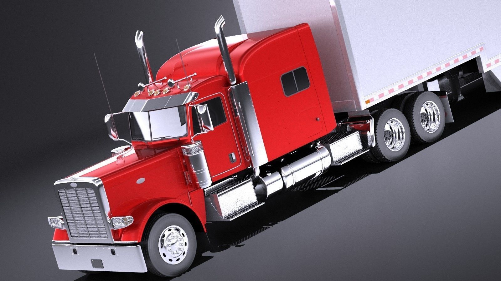 Peterbilt 389 Sleeper Cab Trailer 2017 VRAY 3D model_2