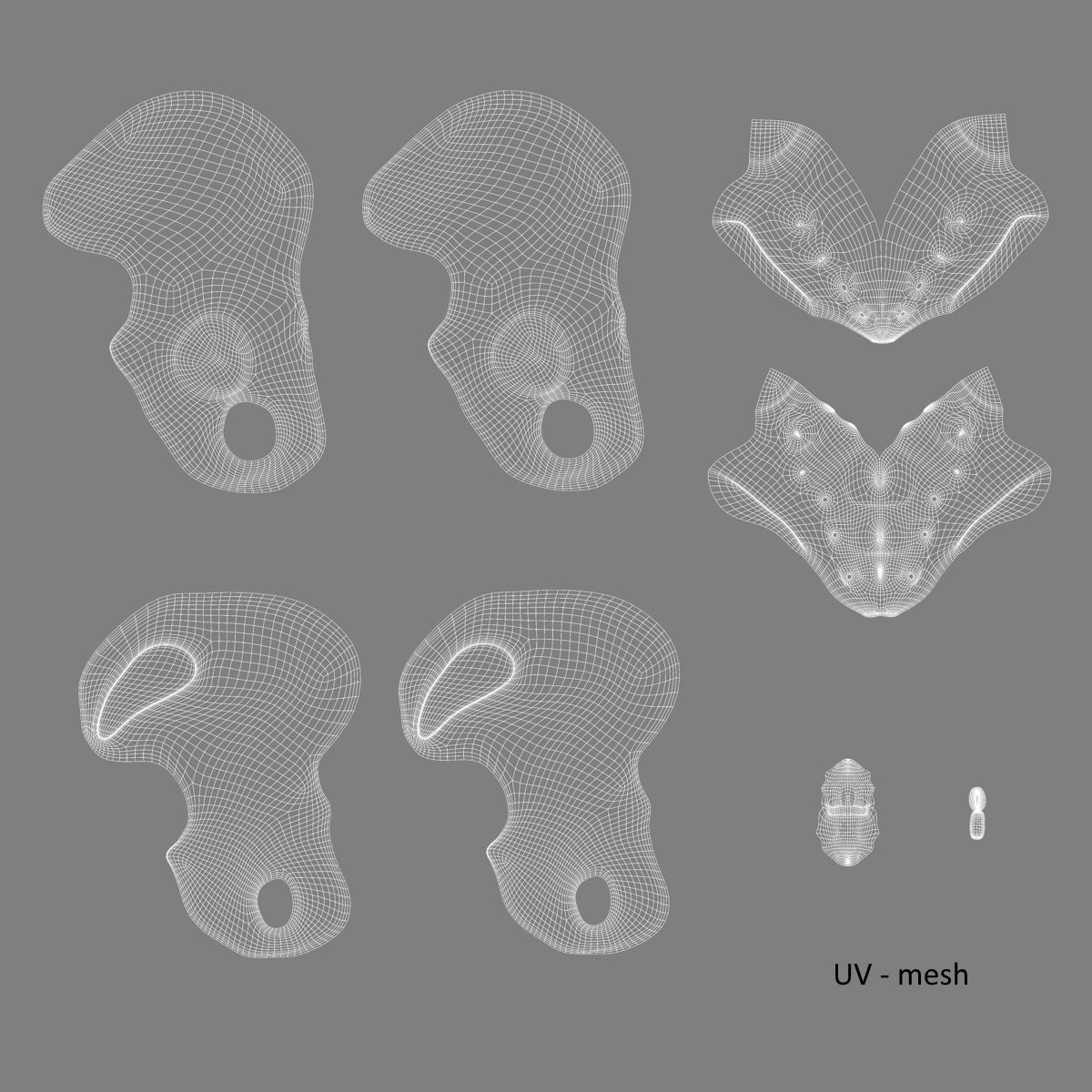 Pelvis without texture Low-poly 3D model_14
