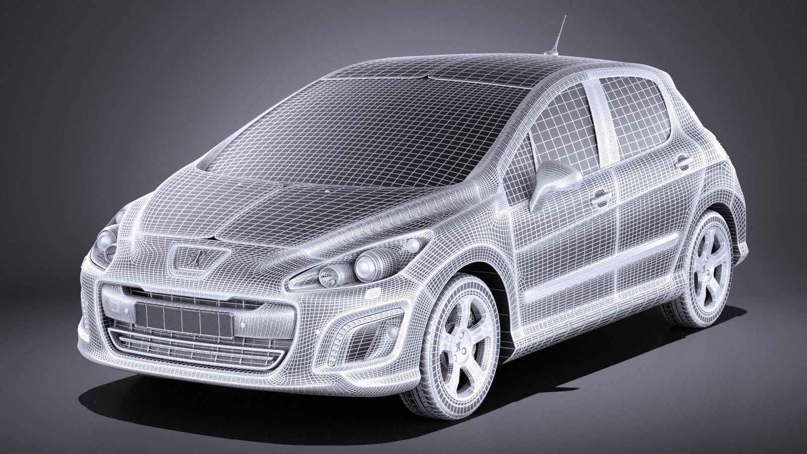 Peugeot 308 hatchback 5door 2013 VRAY 3D model_12