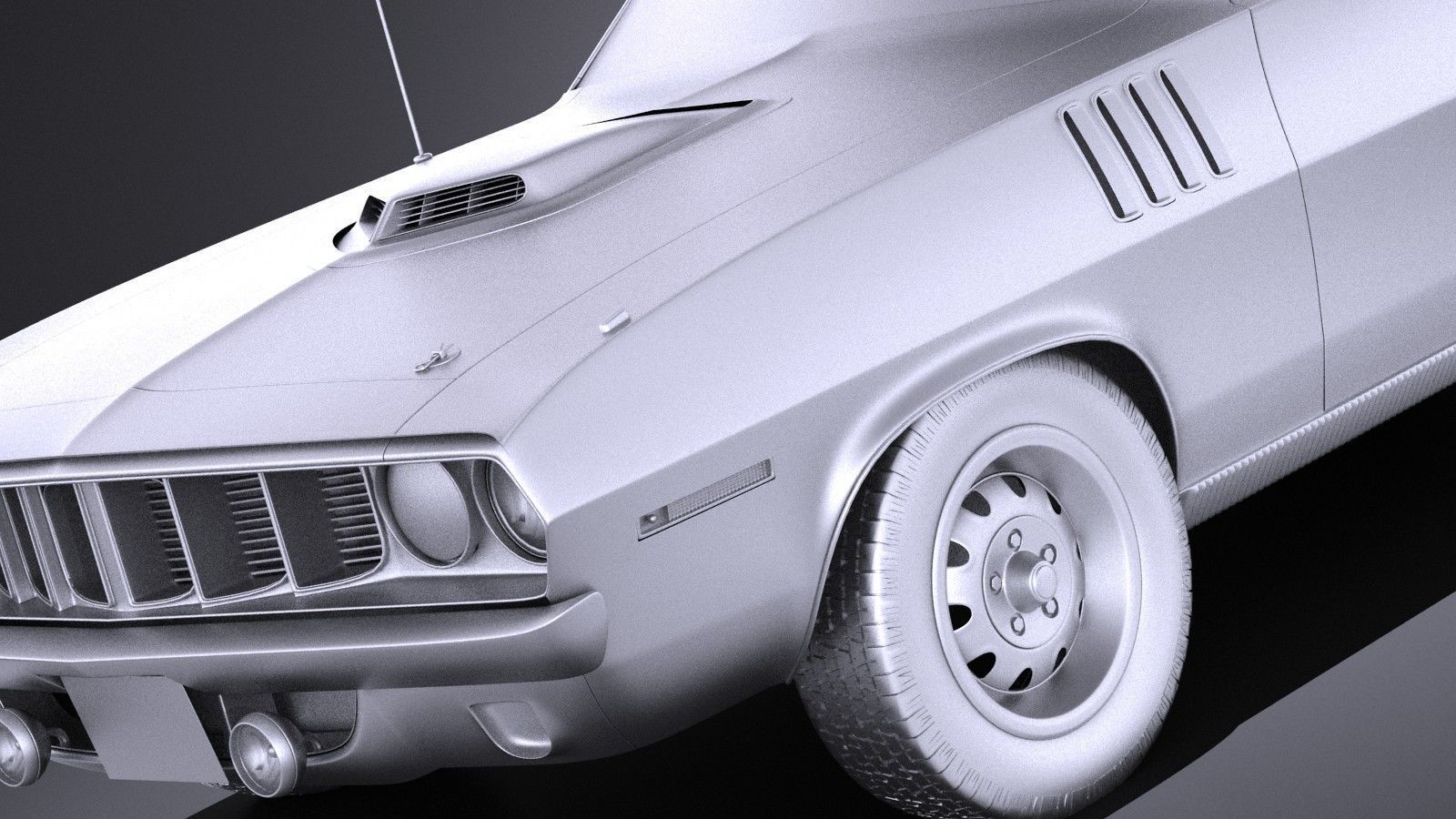 Plymouth Hemi Cuda - Barracuda 1971 VRAY 3D model_9