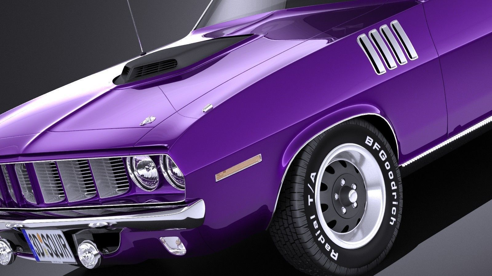 Plymouth Hemi Cuda - Barracuda 1971 VRAY 3D model_2