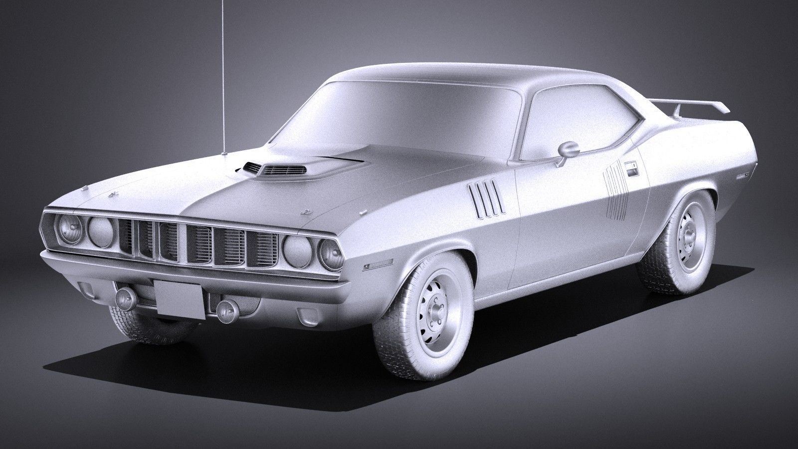 Plymouth Hemi Cuda - Barracuda 1971 VRAY 3D model_8