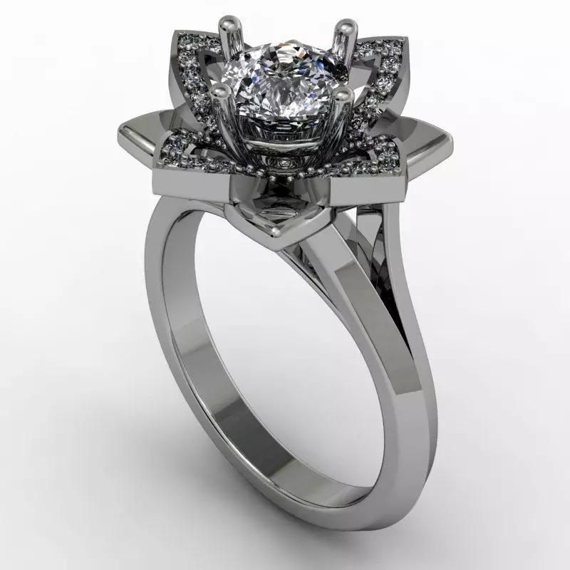 Diamond flower ring 3D print model