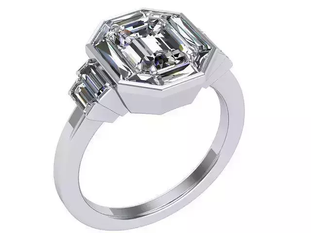 Emerald cut diamond ring 