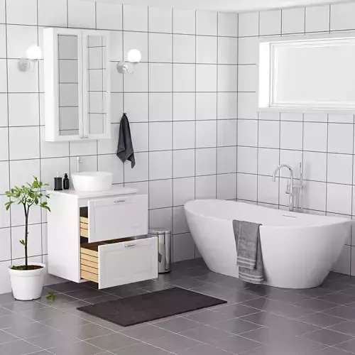 Bathroom set with bathtub and sink