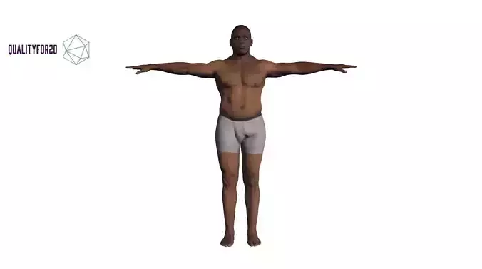 Man with muscle rigged Low-poly 3D model