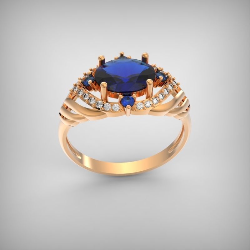Women design ring with gems 9 3dm stl vintage 3D print model_43