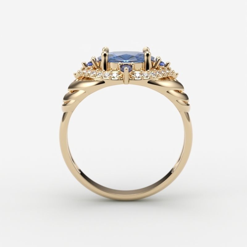 Women design ring with gems 9 3dm stl vintage 3D print model_5