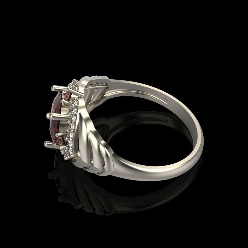 Women design ring with gems 9 3dm stl vintage 3D print model_11