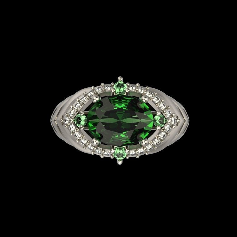 Women design ring with gems 9 3dm stl vintage 3D print model_17