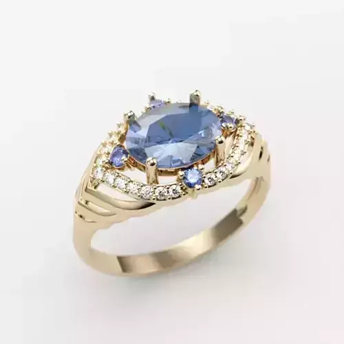 Women design ring with gems 9 3dm stl vintage 3D print model