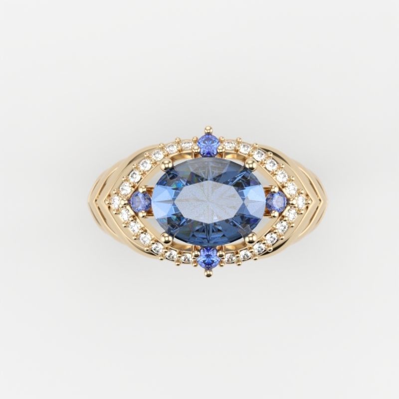 Women design ring with gems 9 3dm stl vintage 3D print model_3