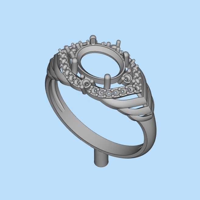 Women design ring with gems 9 3dm stl vintage 3D print model_38