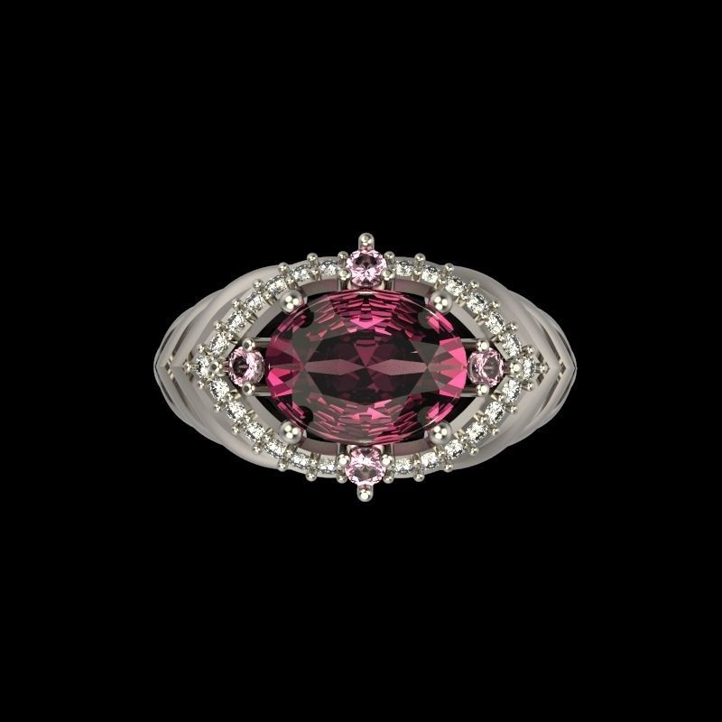 Women design ring with gems 9 3dm stl vintage 3D print model_20