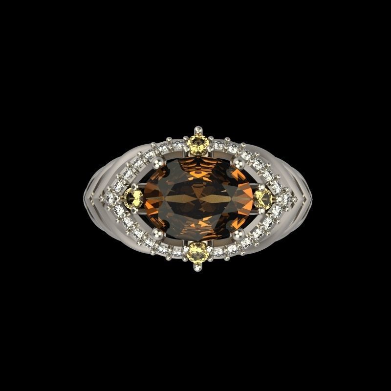 Women design ring with gems 9 3dm stl vintage 3D print model_19