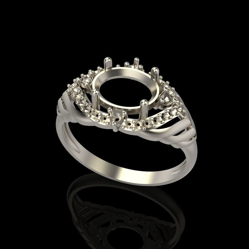 Women design ring with gems 9 3dm stl vintage 3D print model_21