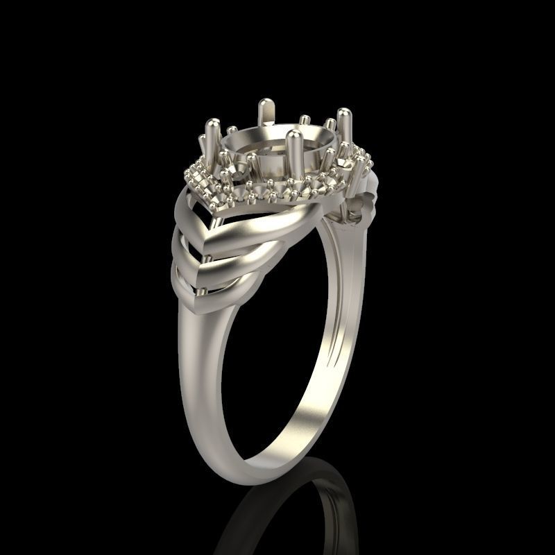 Women design ring with gems 9 3dm stl vintage 3D print model_23