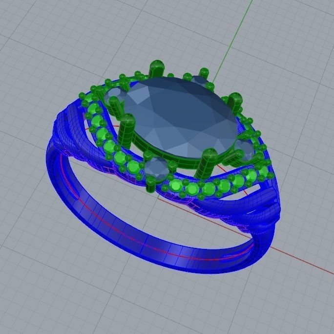 Women design ring with gems 9 3dm stl vintage 3D print model_33