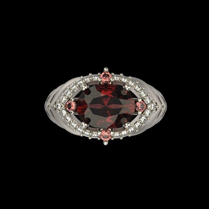 Women design ring with gems 9 3dm stl vintage 3D print model_15