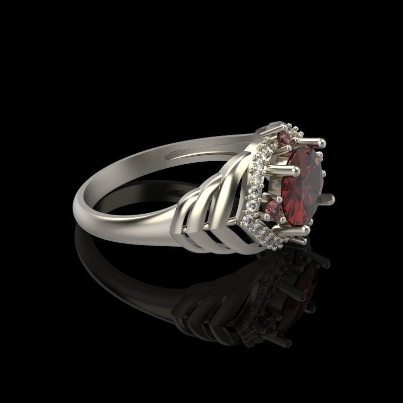 Women design ring with gems 9 3dm stl vintage 3D print model_9