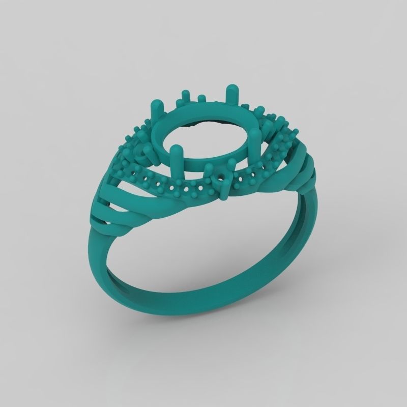 Women design ring with gems 9 3dm stl vintage 3D print model_25